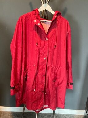 Hooded Raincoat Jacket Red Women’s